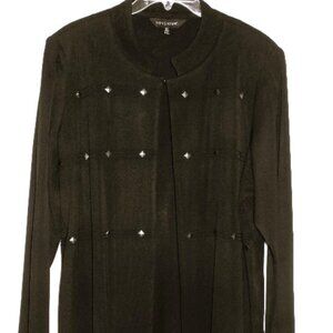 Ming Wang Black Knit Jacket with Smoked Silver Studs in Size 2X